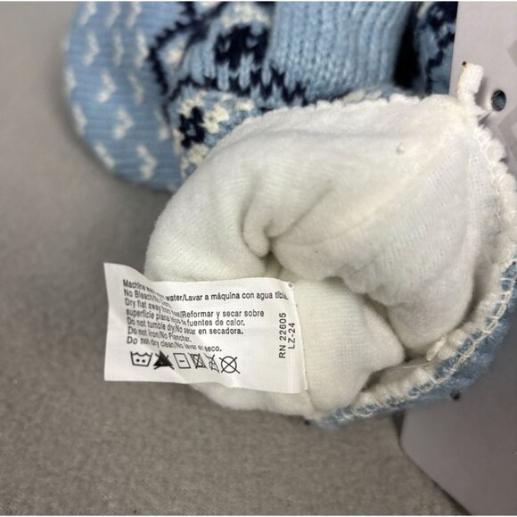 Isotoner Signature Womens Nordic Fair Isle Water Repellent Knit Mittens Blue NWT - Picture 6 of 7